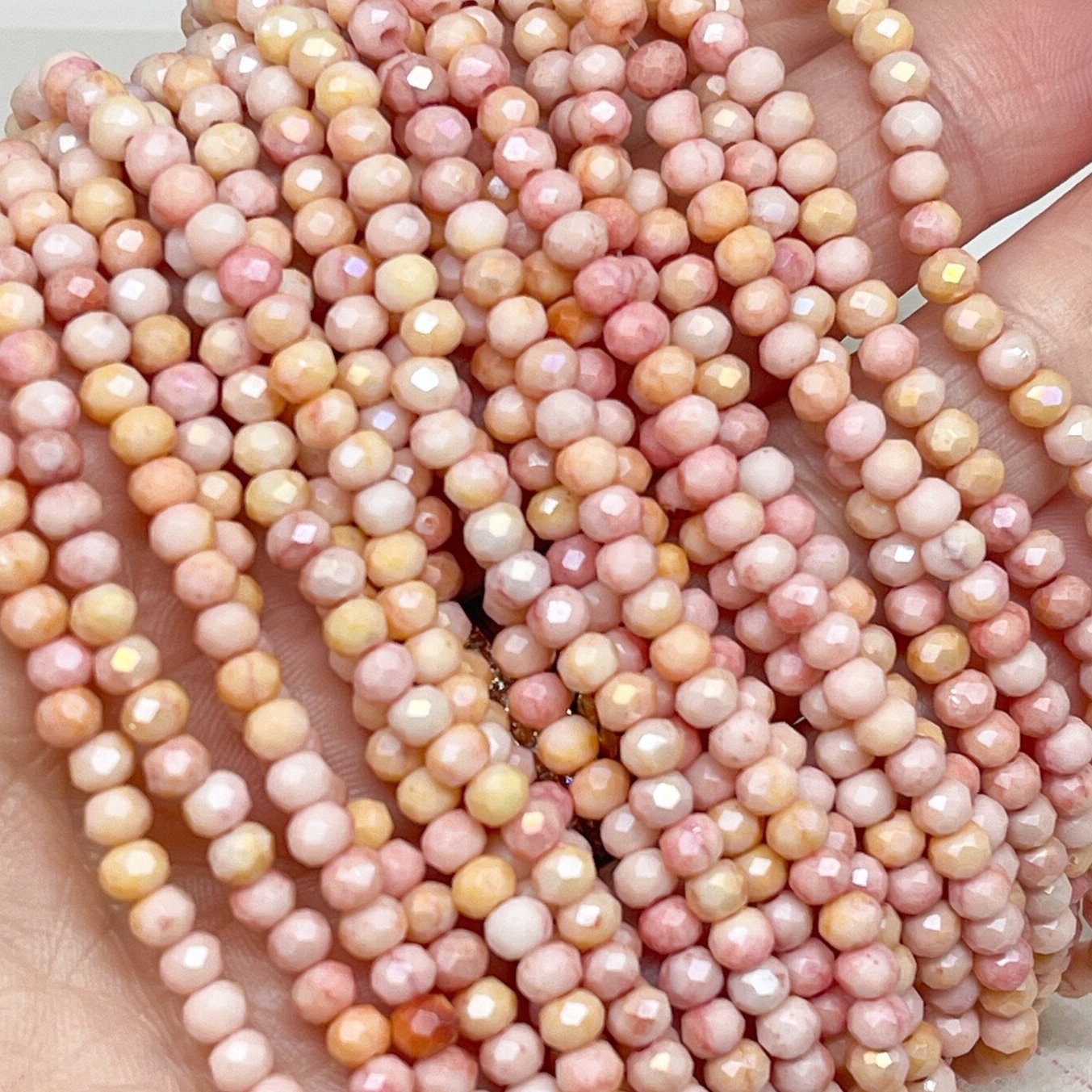 Kristallperlen 4mm 120 St. Glasschliffperlen - Rosa Beige Orange