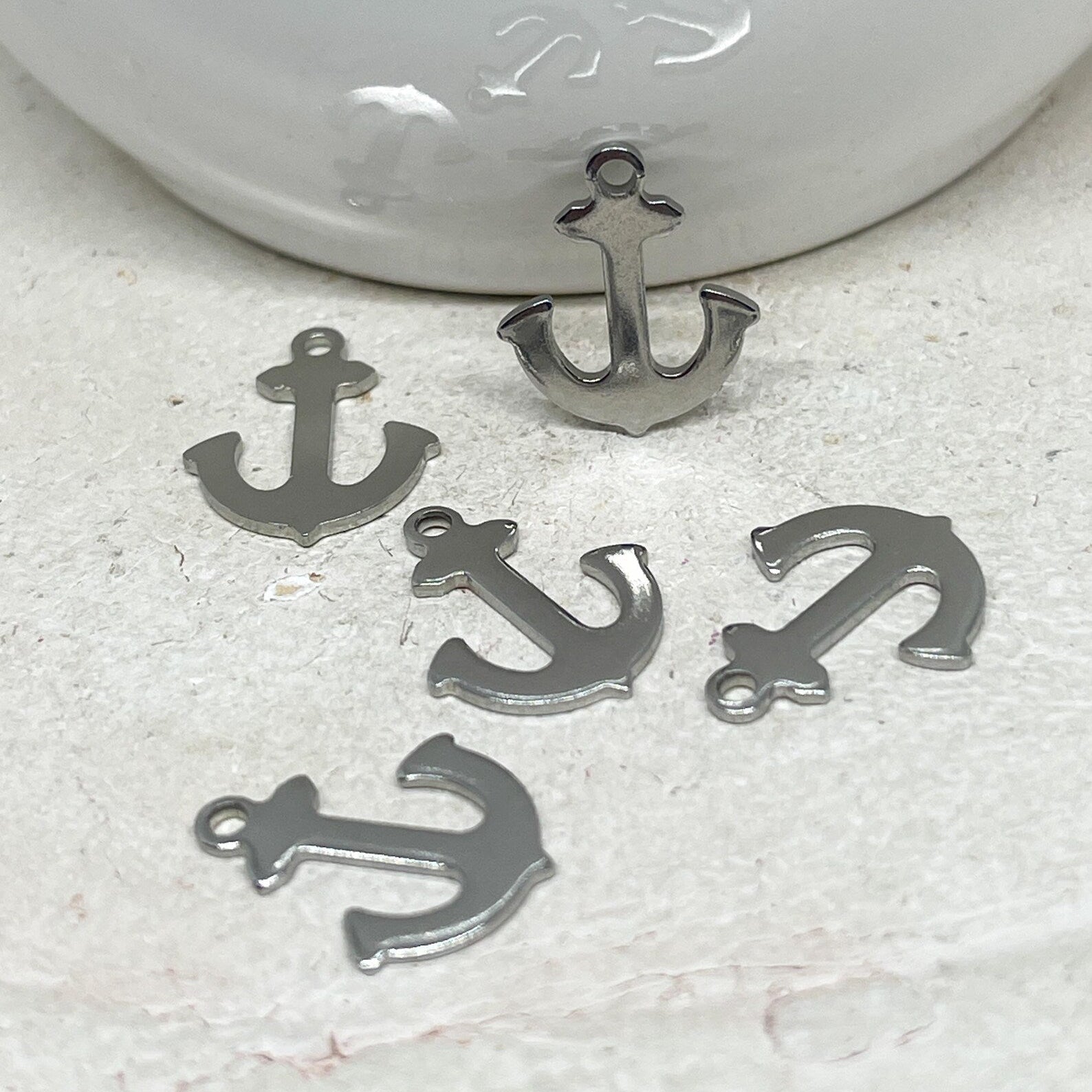 5 St. Edelstahl Anker Anhänger