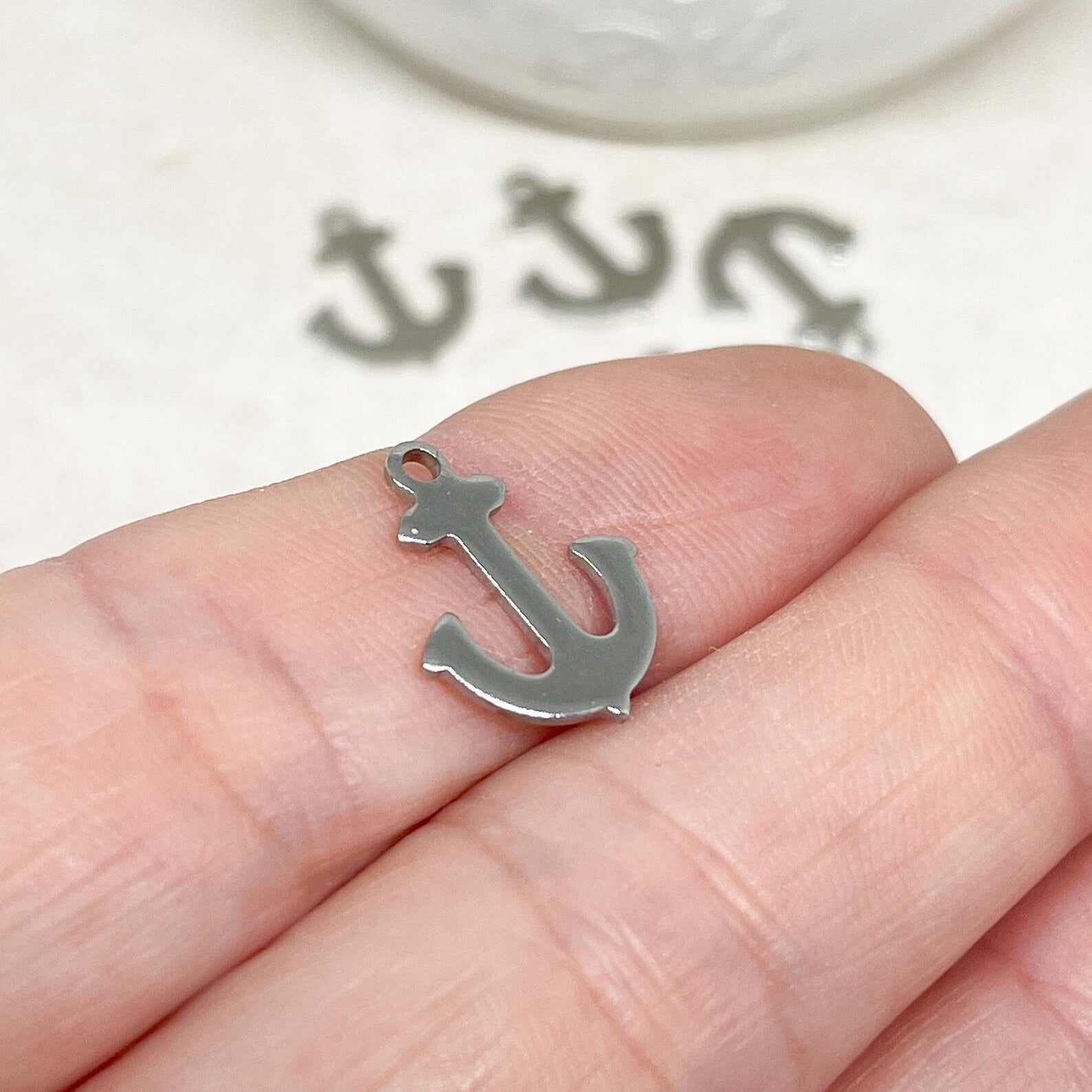 5 St. Edelstahl Anker Anhänger