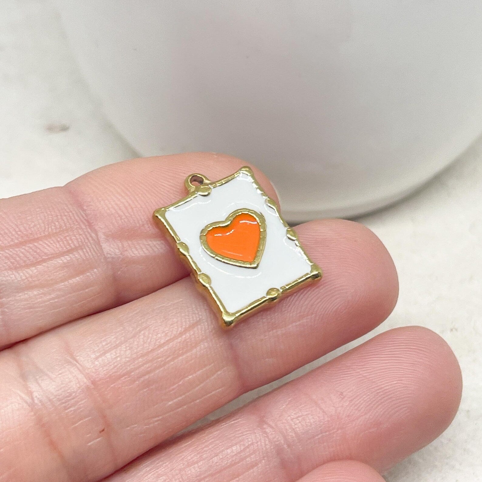 Edelstahl Emaille Anhänger Karte mit Herz