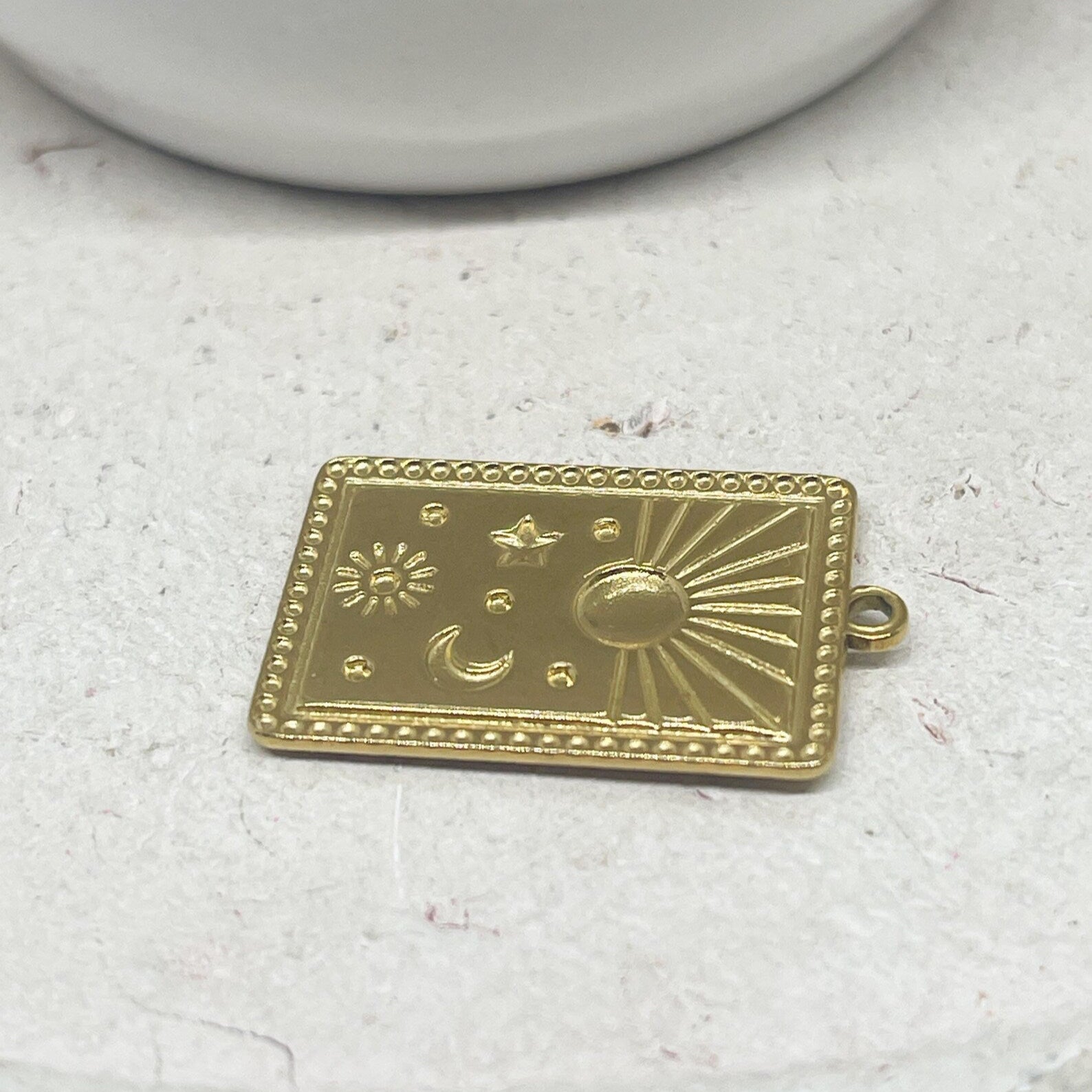 Anhänger Emaille Karte mit Mond, Sterne, Sonne