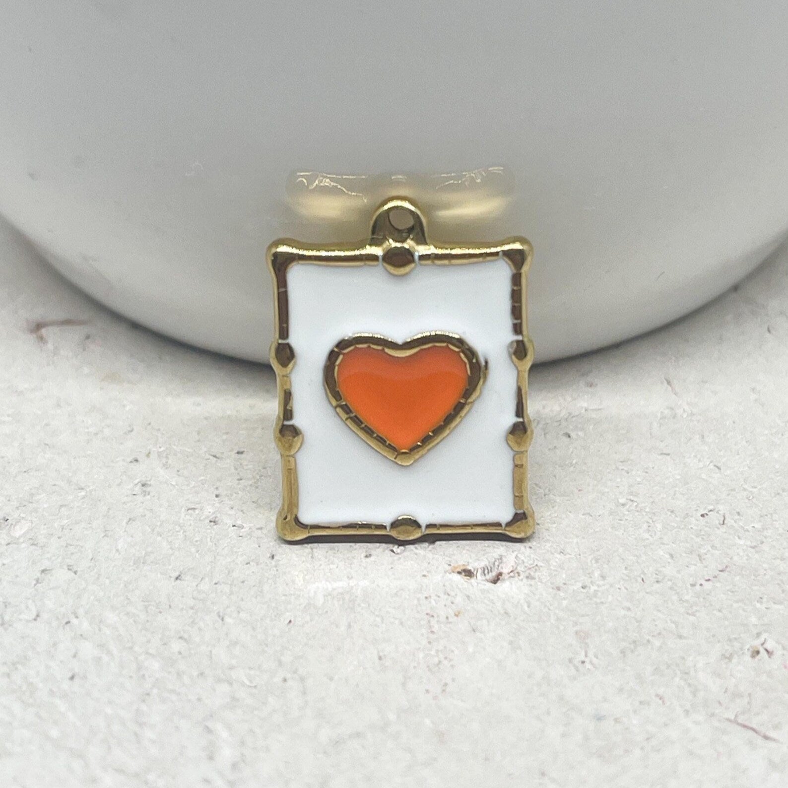 Edelstahl Emaille Anhänger Karte mit Herz