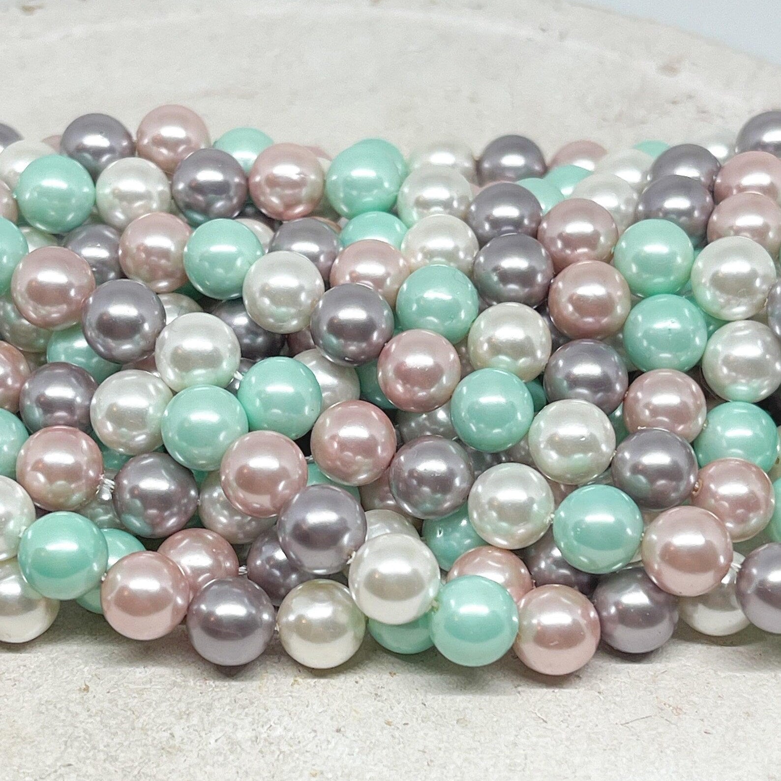 1 Strang Muschelkern Perlen 8mm, Barock Perlen