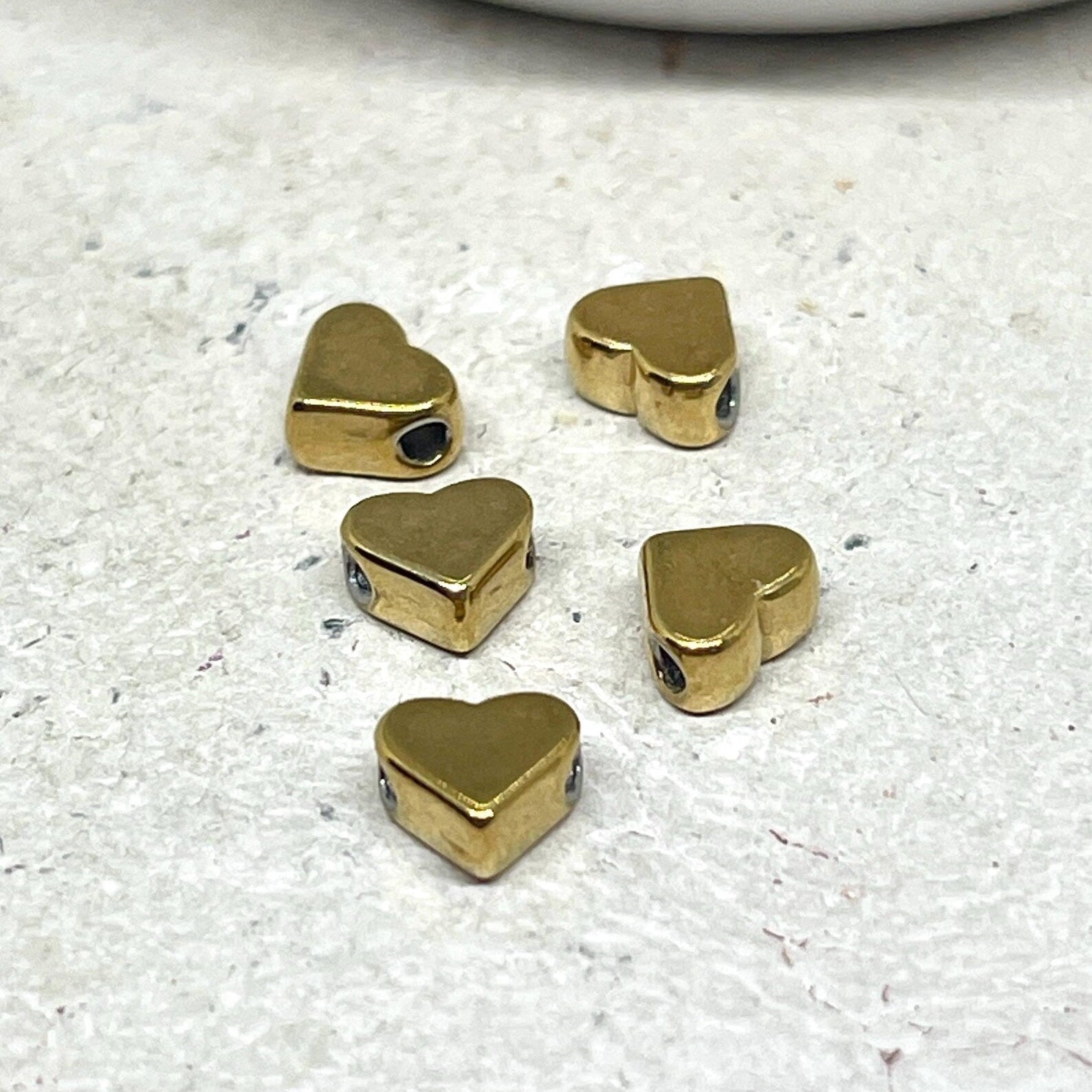 Herz Edelstahl Charm, Herz Perle Edelstahl