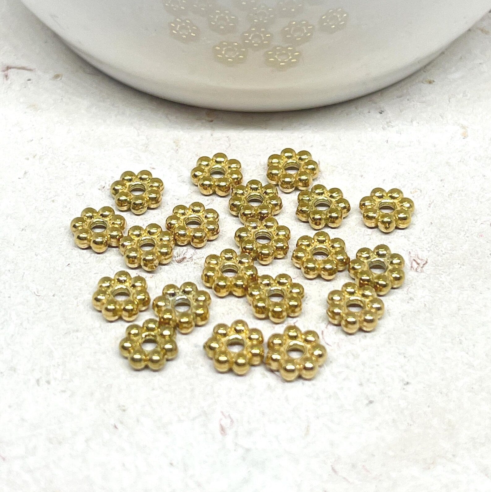Spacer Perle aus 304 Edelstahl, 18 K vergoldet, IP Beschichtet.