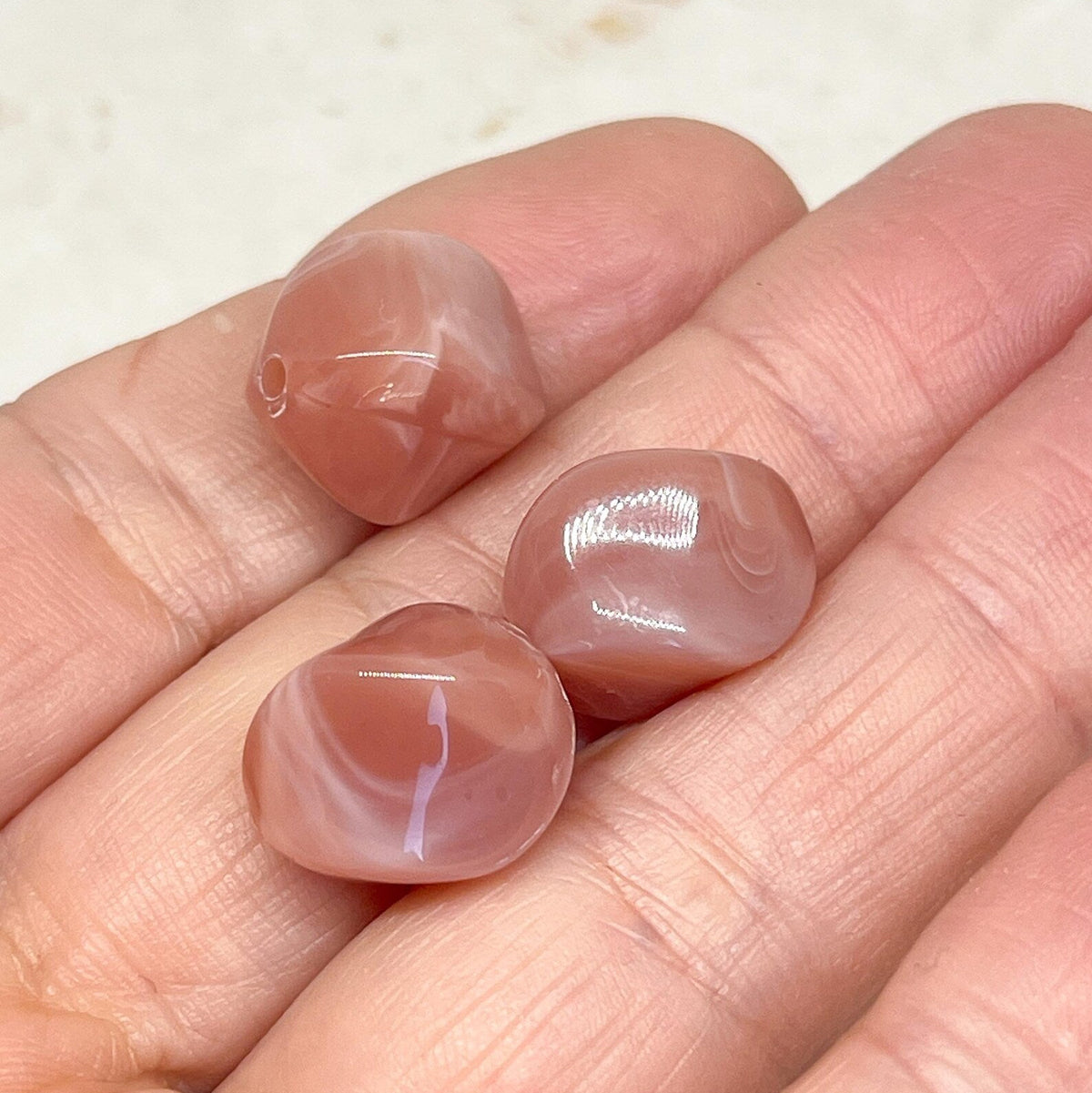 Acryl Perlen Oval 15mm x 12mm - Altrosa
