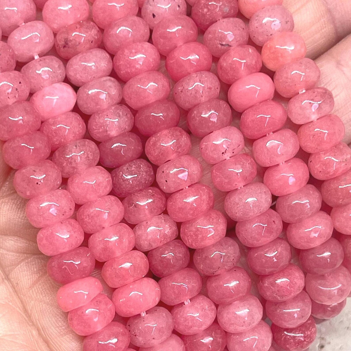 Jadeperlen Donuts 8mm x 5mm - Altrosa