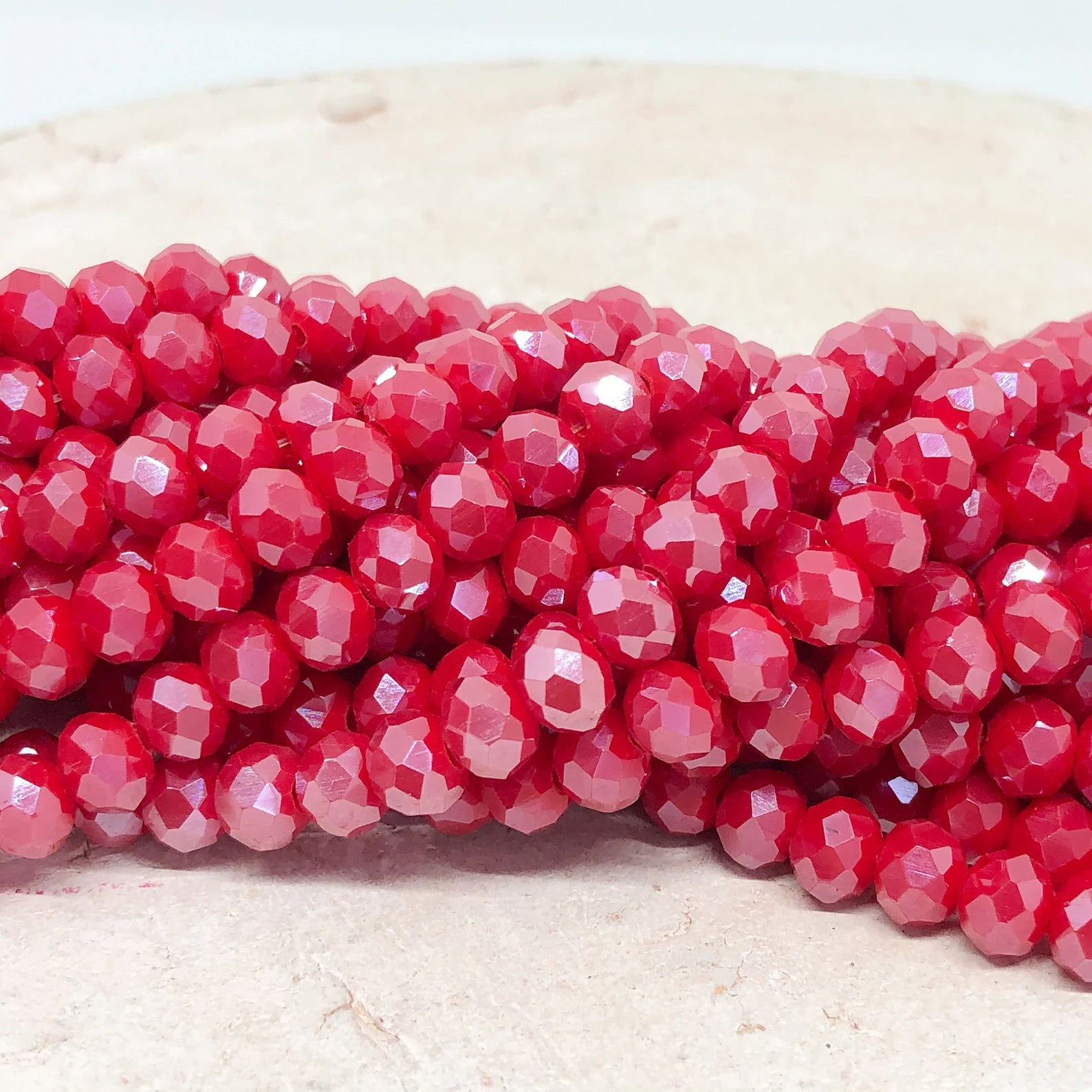 Kristallperlen 8mm Glasschliffperlen 66 St. - Opak Rot ab