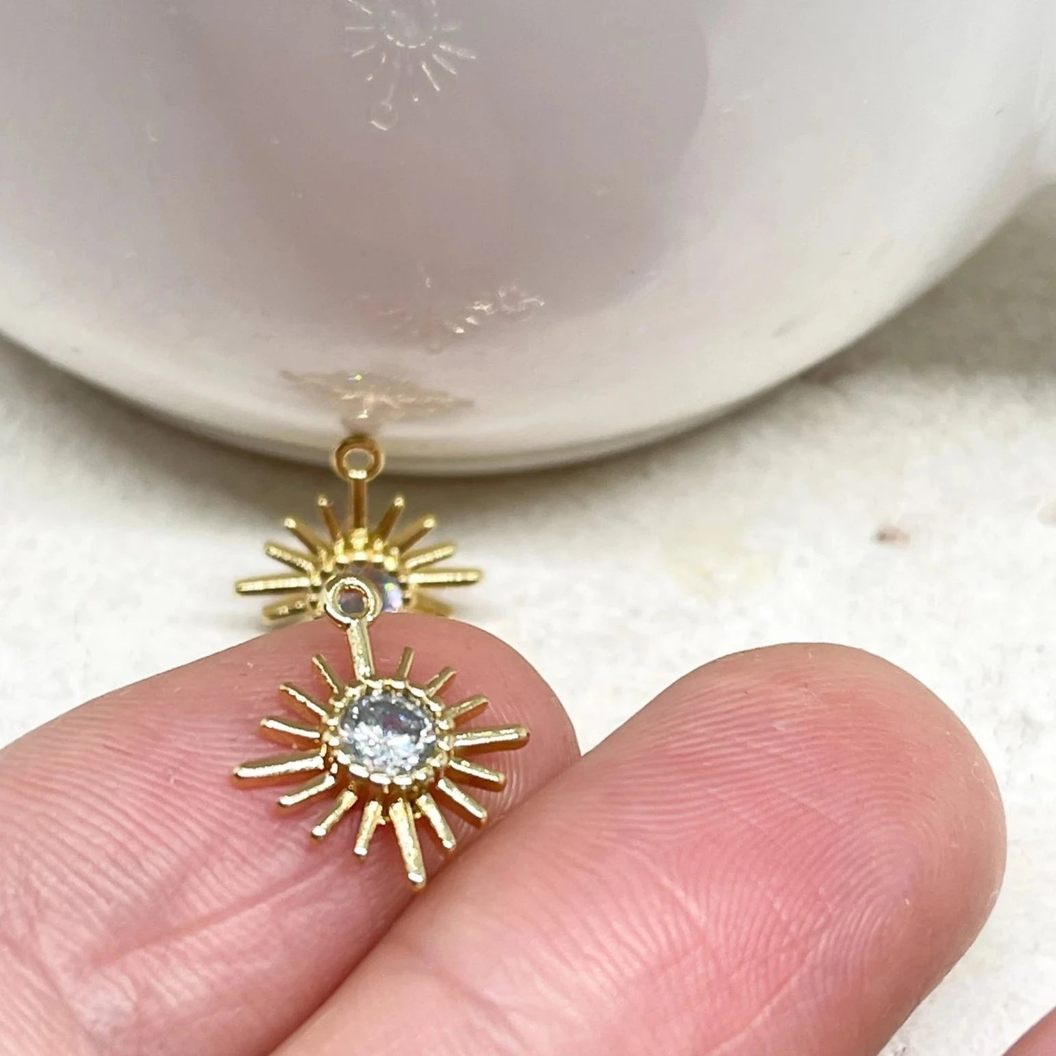 Anhänger Blume mit Zirkonia aus Messing 2 St.