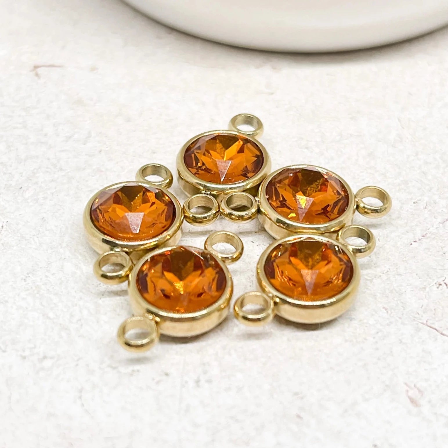 Verbinder aus Edelstahl mit Glasstein 1 St. - Topaz