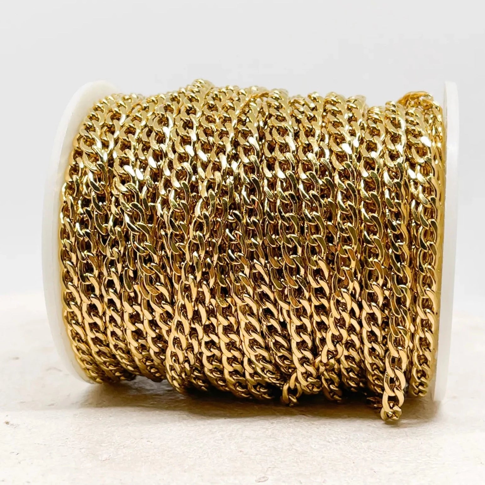 Kubanische Panzerkette aus Edelstahl Kette 5mm x 3mm x 0,8mm Goldfarben