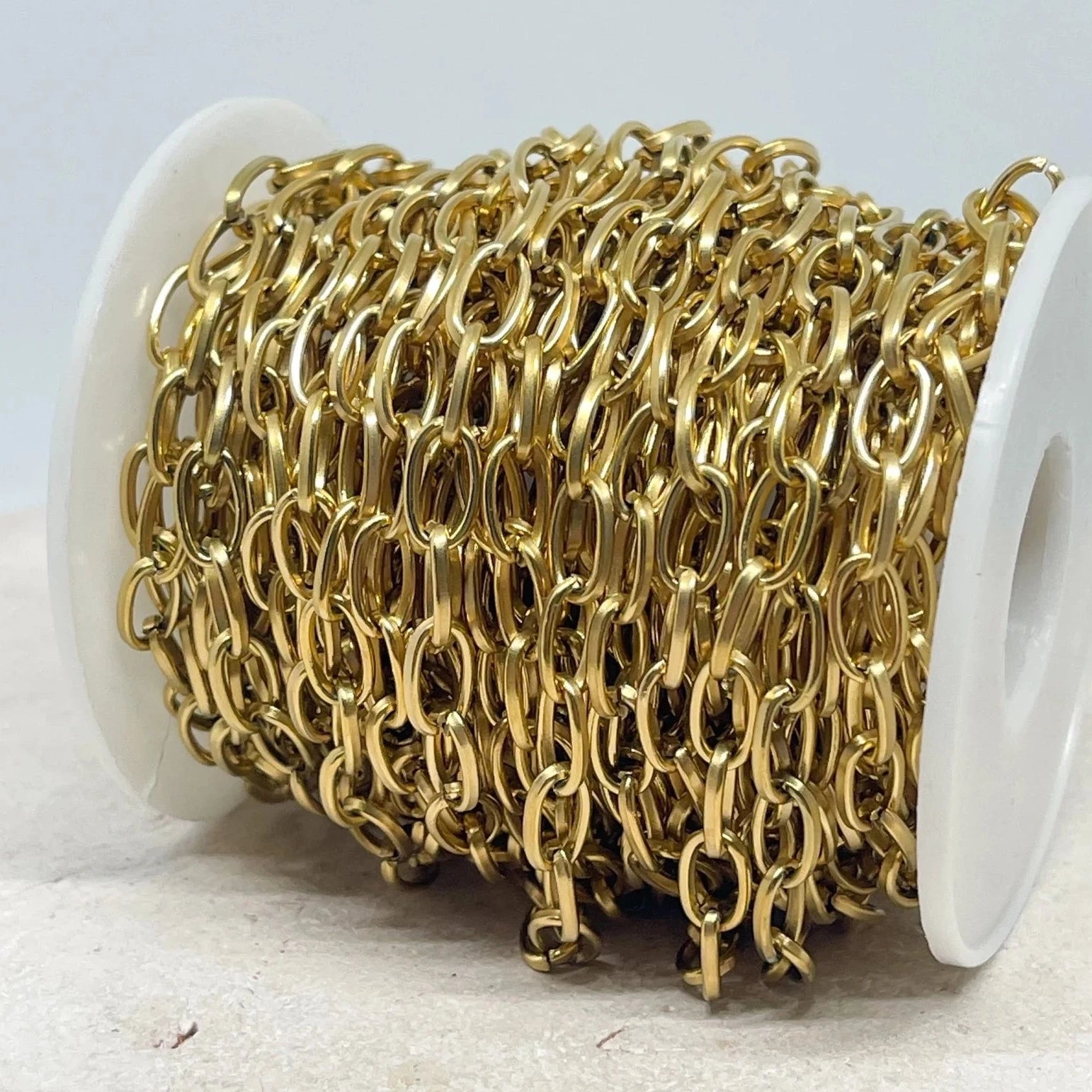 Panzerkette Kabelkette aus Edelstahl Oval 8mmm x 5mm x 1,2mm Goldfarben