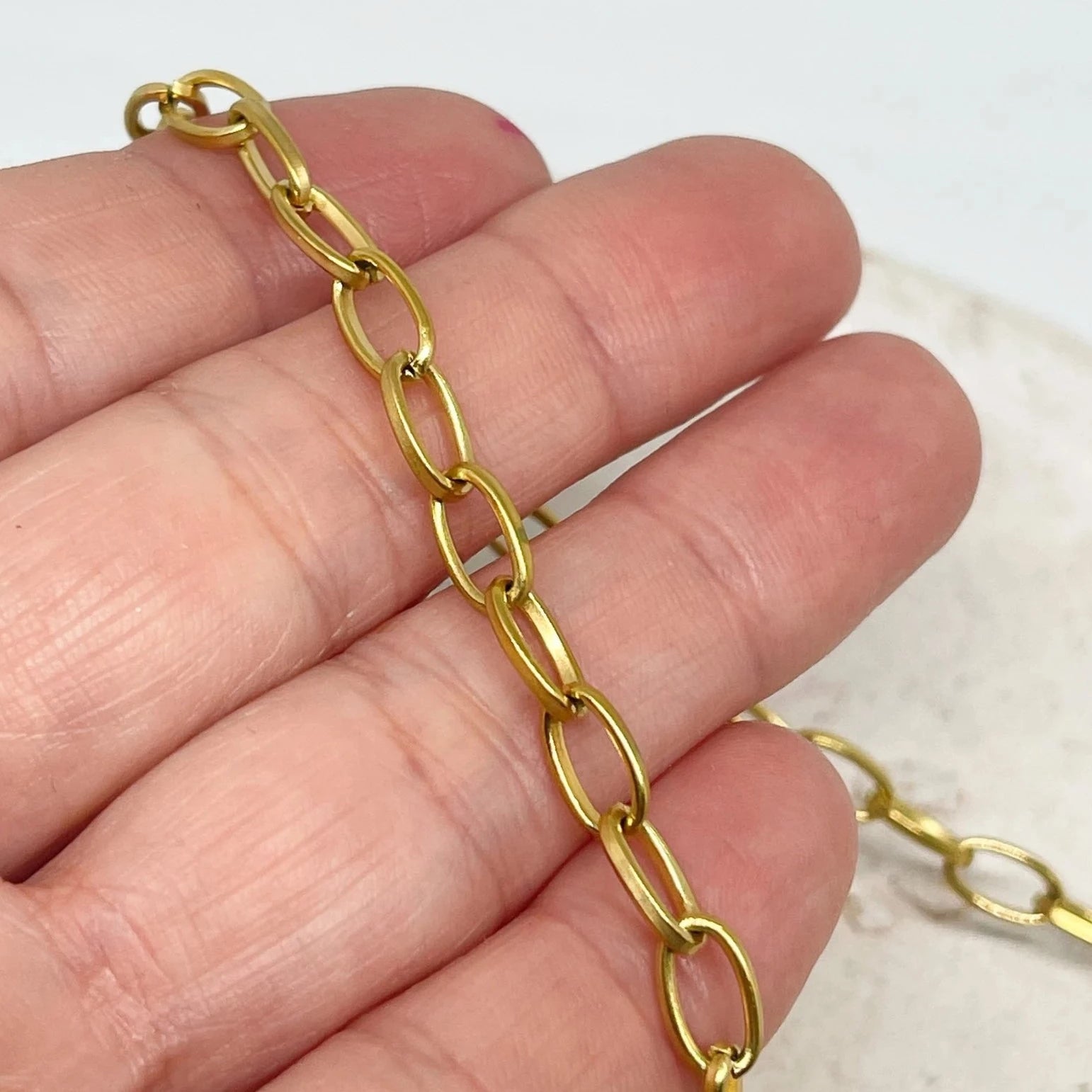 Panzerkette Kabelkette aus Edelstahl Oval 8mmm x 5mm x 1,2mm Goldfarben