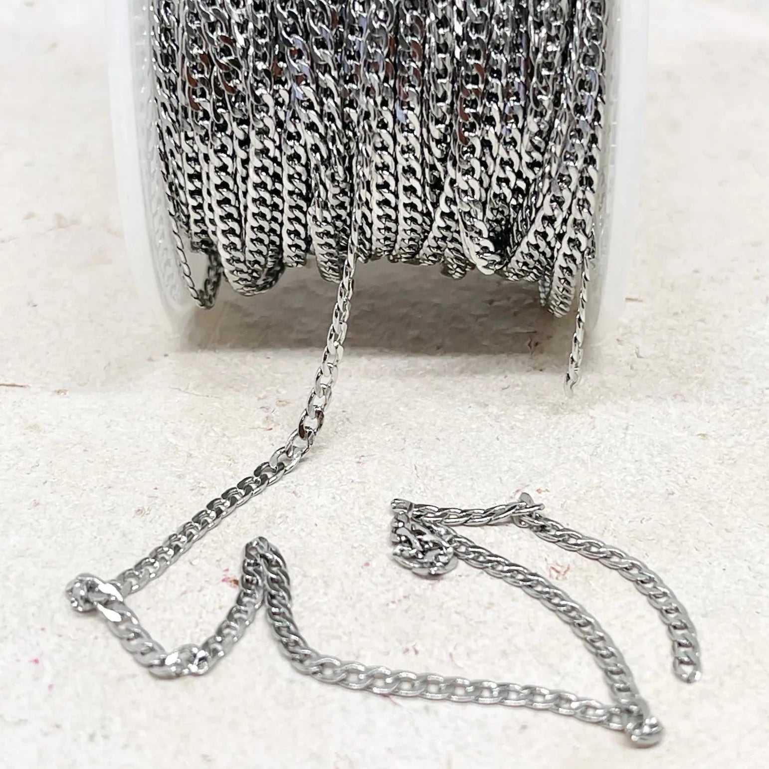 Panzerkette aus Edelstahl Kette 3,5mm x 2,3mm Silberfarben