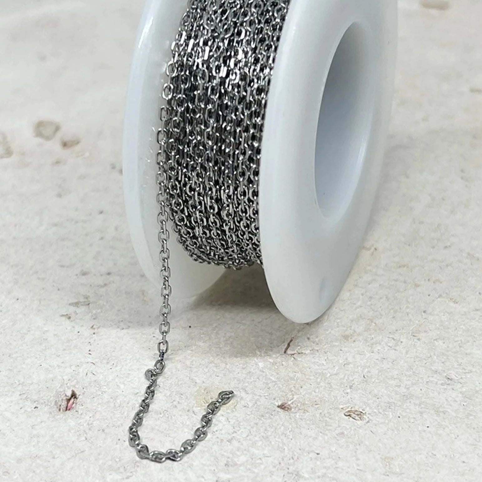 Kette aus Edelstahl 2mm x 1,5mm Silberfarben 1m