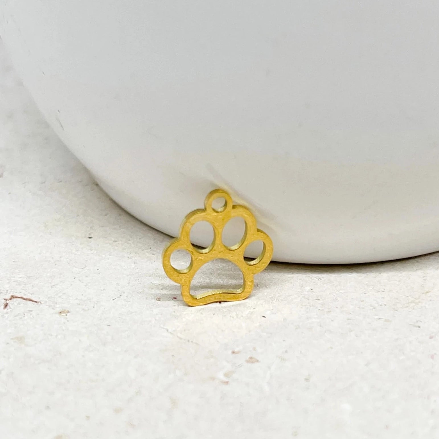 Edelstahl Anhänger Pfote Charm 3 St. - Goldfarben