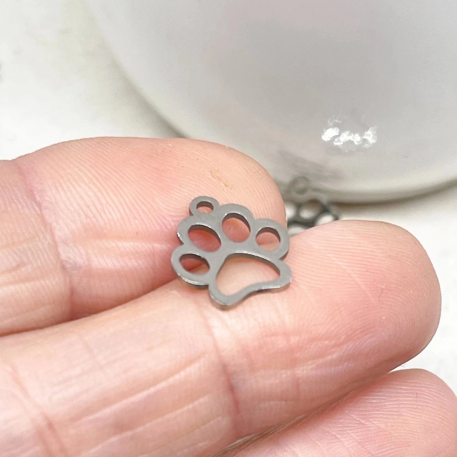 Edelstahl Anhänger Pfote Charm 3 St. - Silber