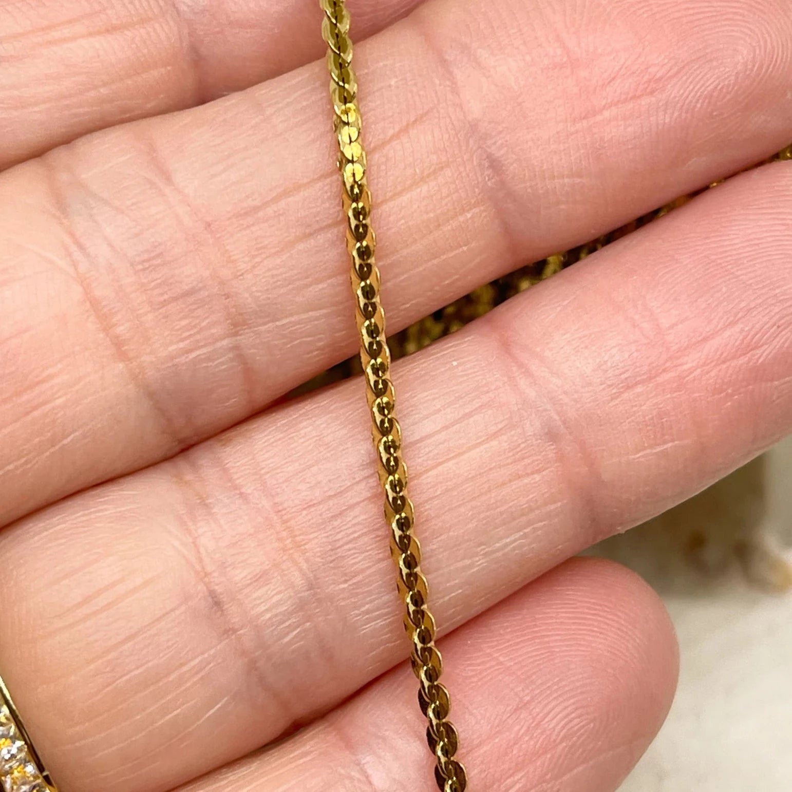 Boston Gliederkette Edelstahl Wasserfest 2mm Goldfarben 1m