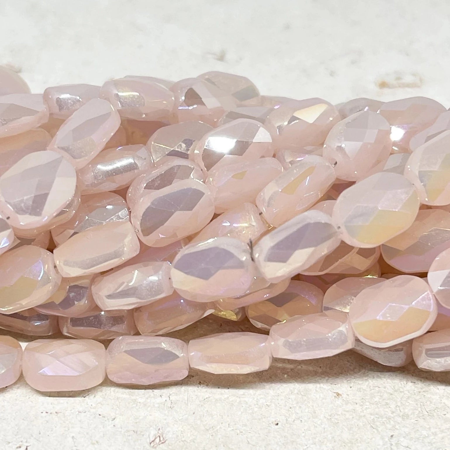 10 St. Kristallperlen Oval - Rosa