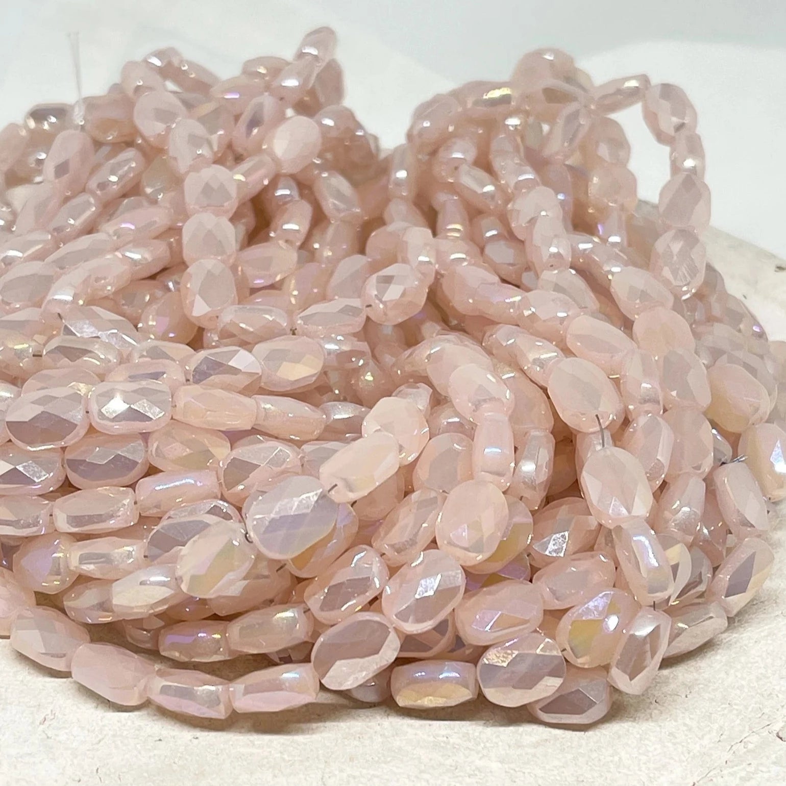 10 St. Kristallperlen Oval - Rosa