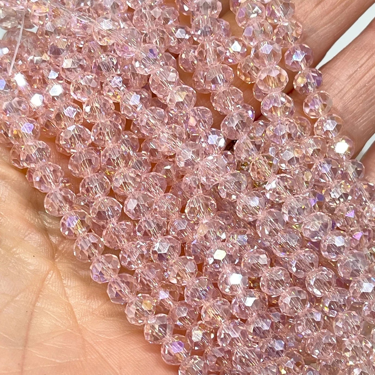 Kristallperlen 8mm Glasschliffperlen 66 St. - Hellrosa