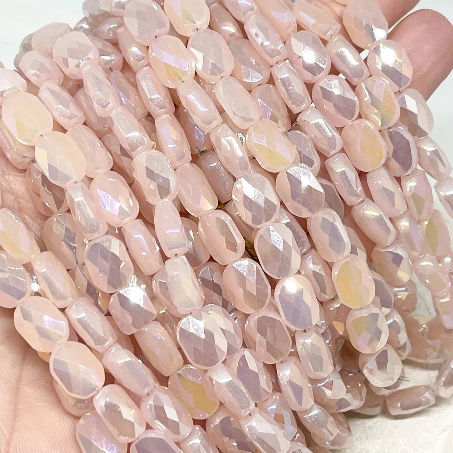 10 St. Kristallperlen Oval - Rosa