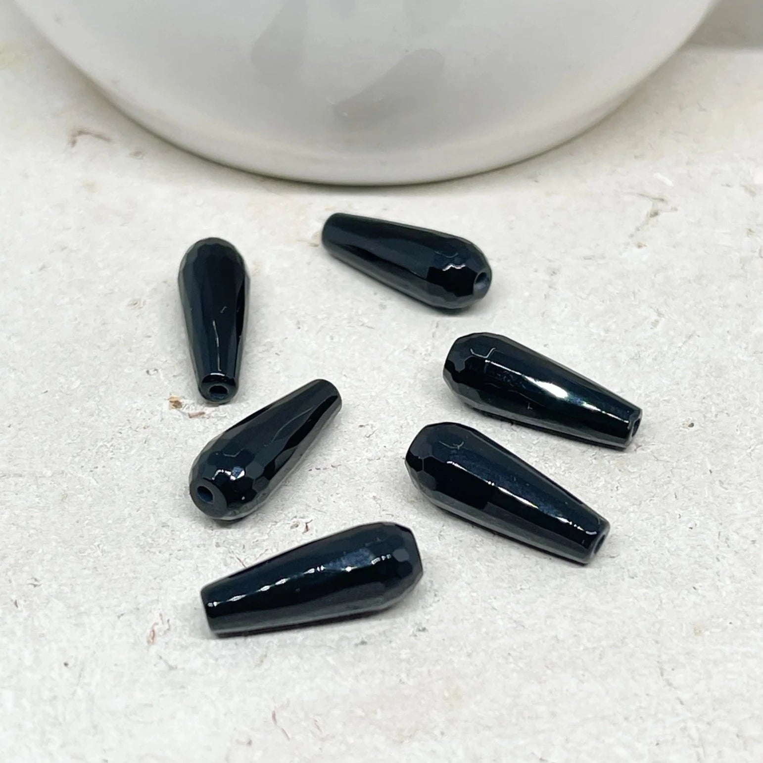 Onyx Tropfen Perle 6 St. Schwarz 16mm