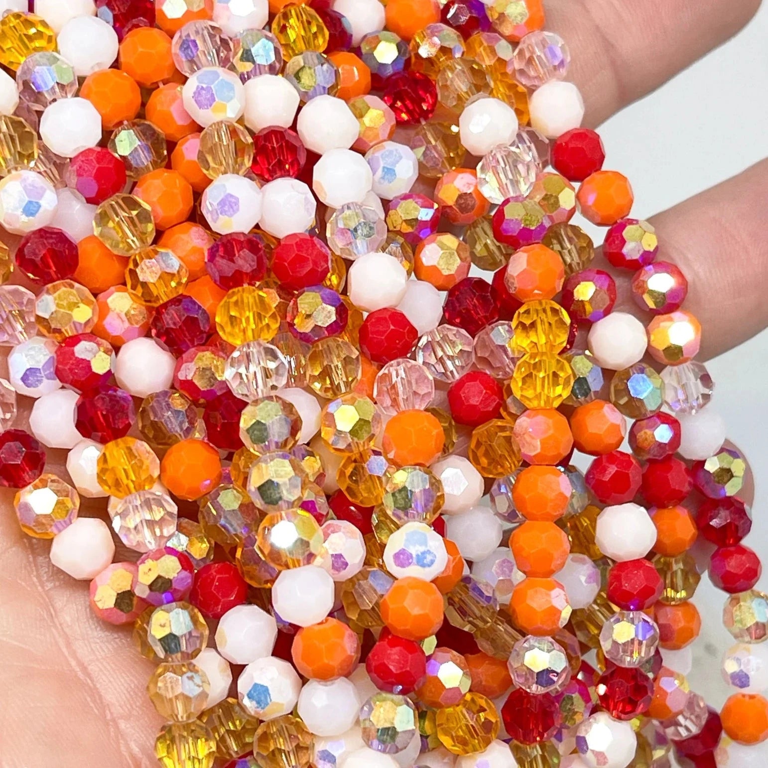 Kristallperlen 6mm Orange Rot