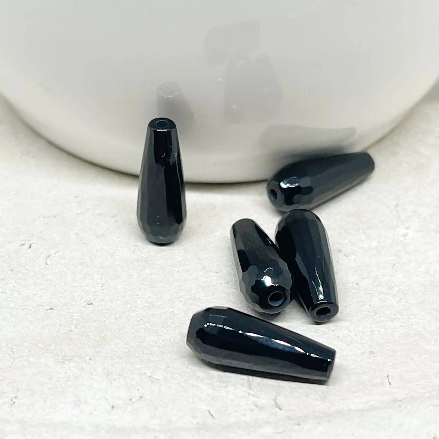 Onyx Tropfen Perle 6 St. Schwarz 16mm