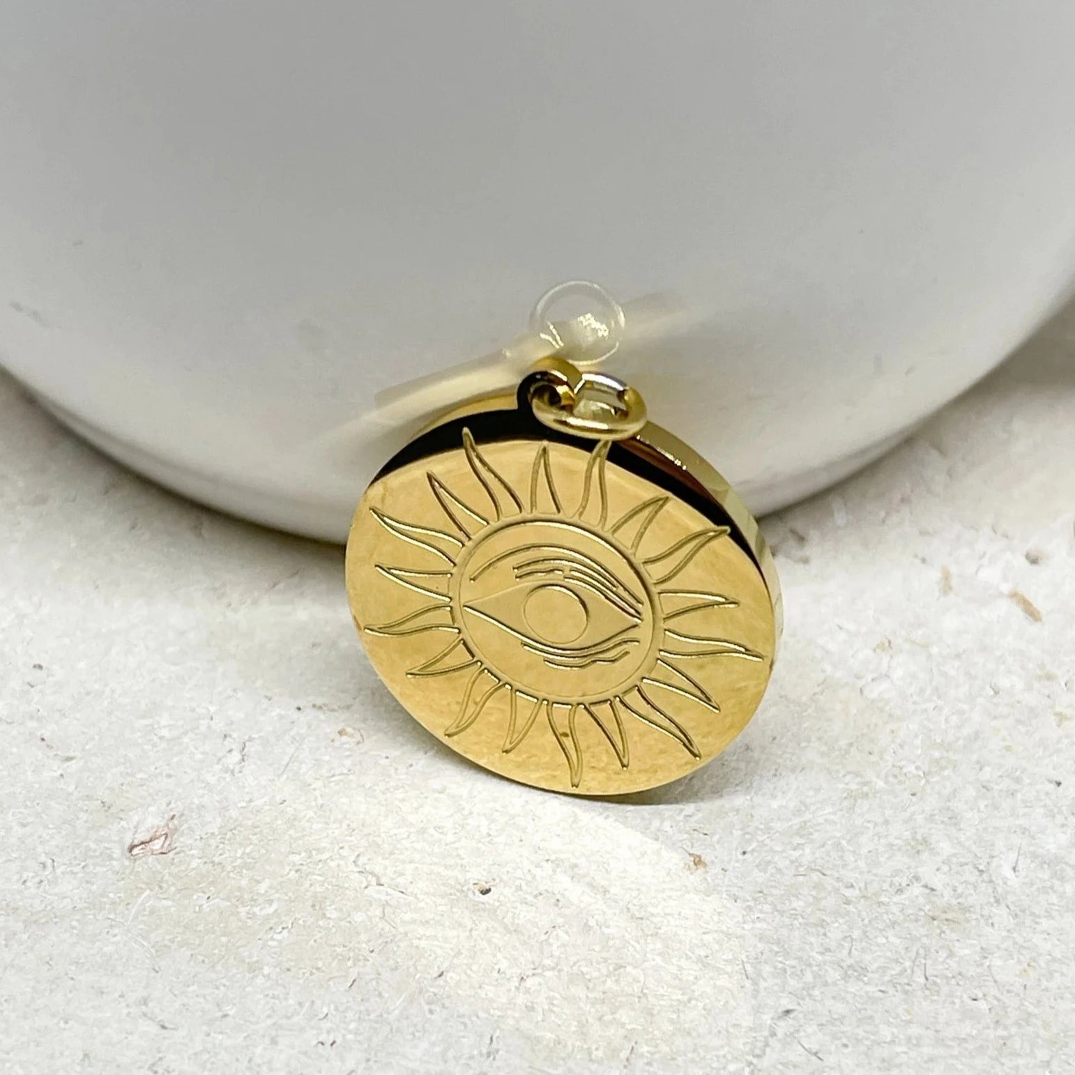 Anhänger Sonne Scheibe aus Edelstahl Wasserfest 1 St. - Goldfarben
