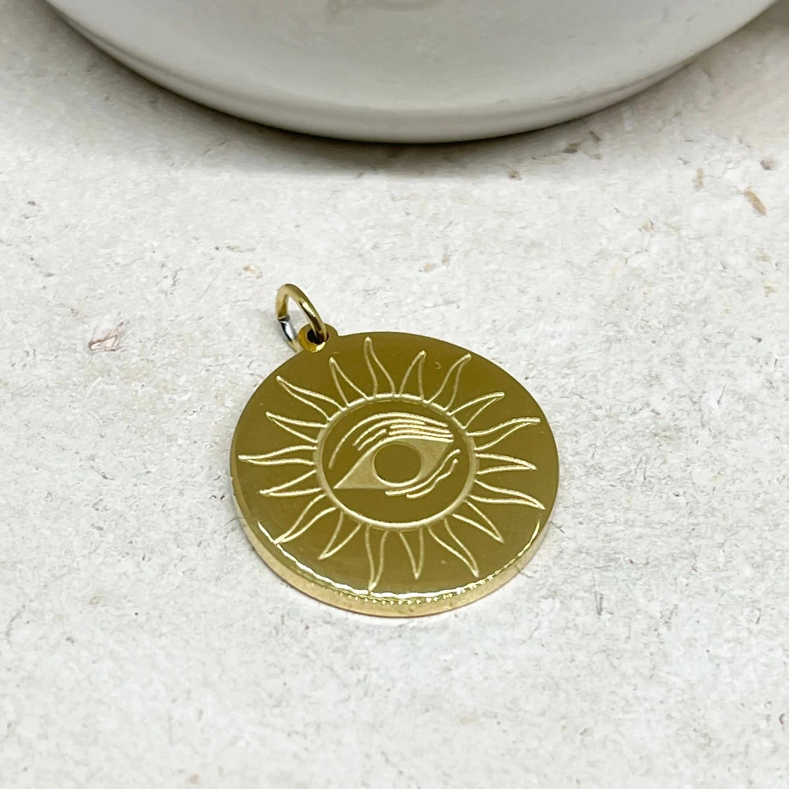 Anhänger Sonne Scheibe aus Edelstahl Wasserfest 1 St. - Goldfarben