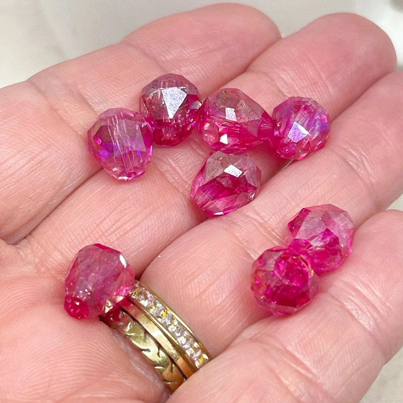 Kristalltropfen 10mm Glasschliffperlen 20 St. - Rosa Pink