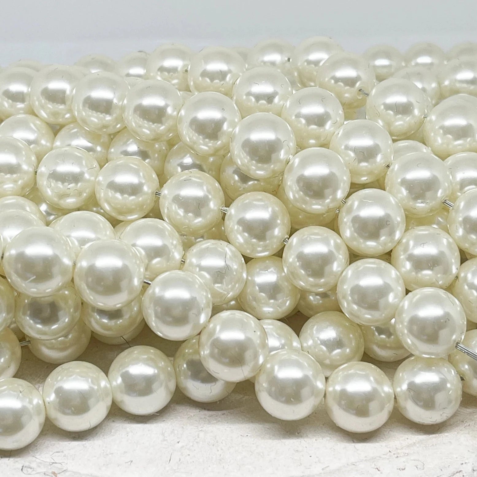 Runde Acrylperlen 14mm Creme Beige 20 St.