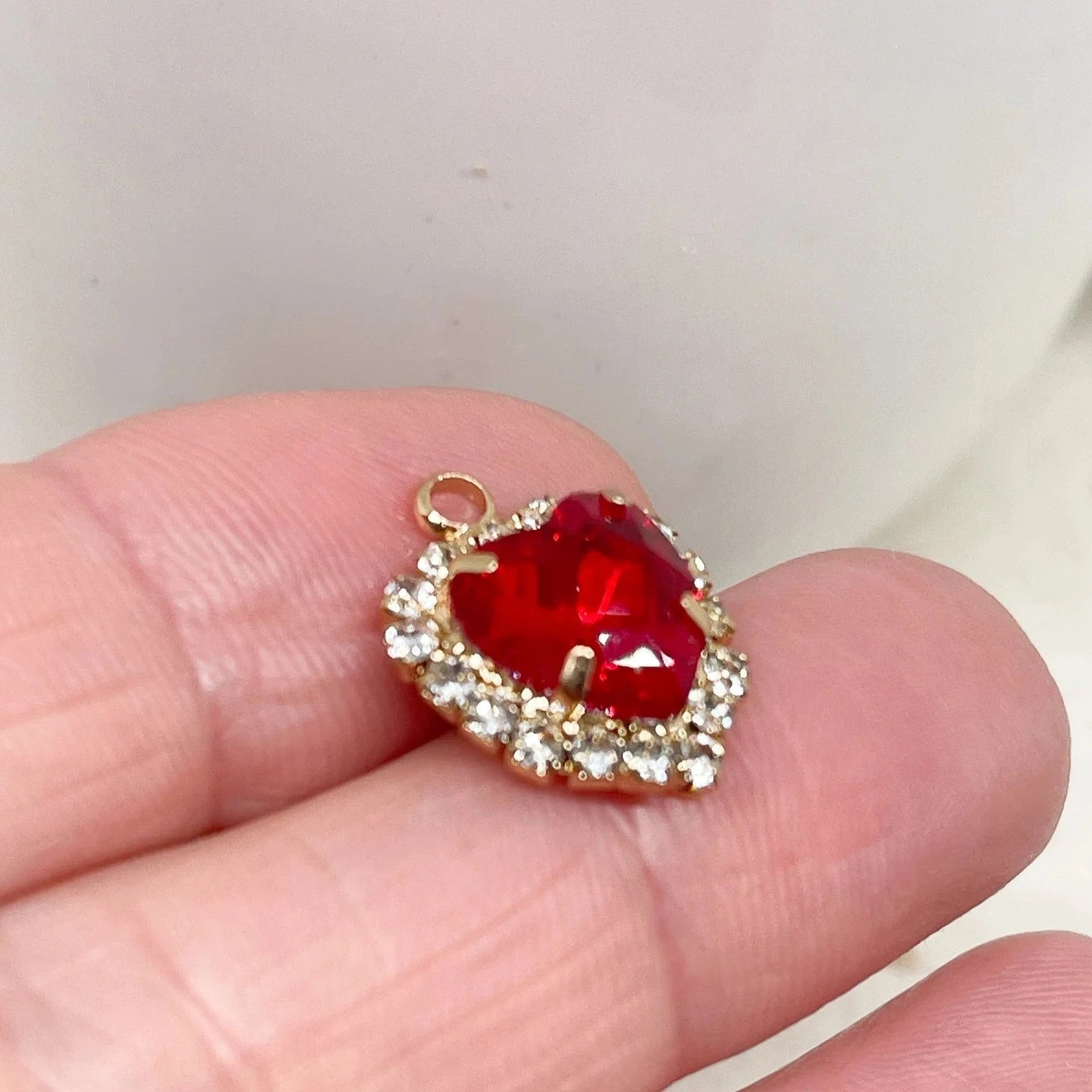Herzen Anhänger Charm Glas Rot Herz 3 St.