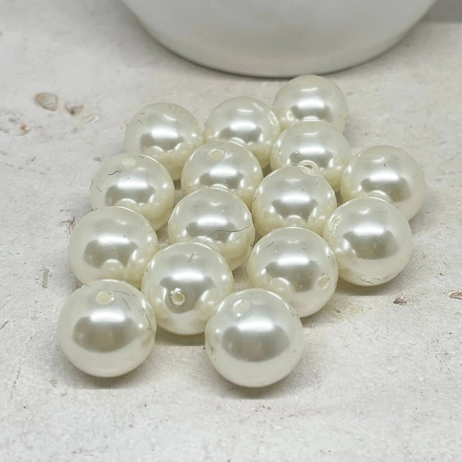 Runde Acrylperlen 14mm Creme Beige 20 St.