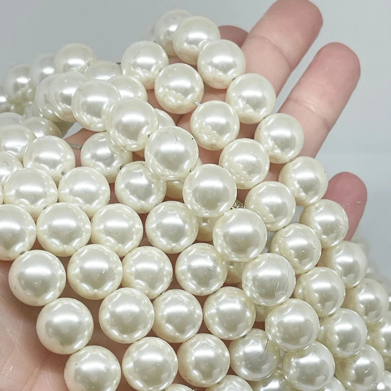 Runde Acrylperlen 14mm Creme Beige 20 St.