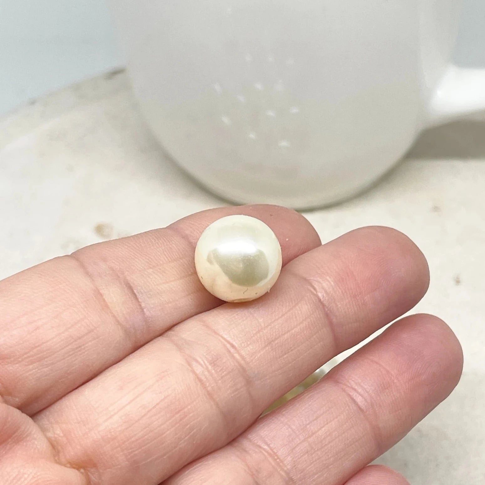 Runde Acrylperlen 14mm Creme Beige 20 St.