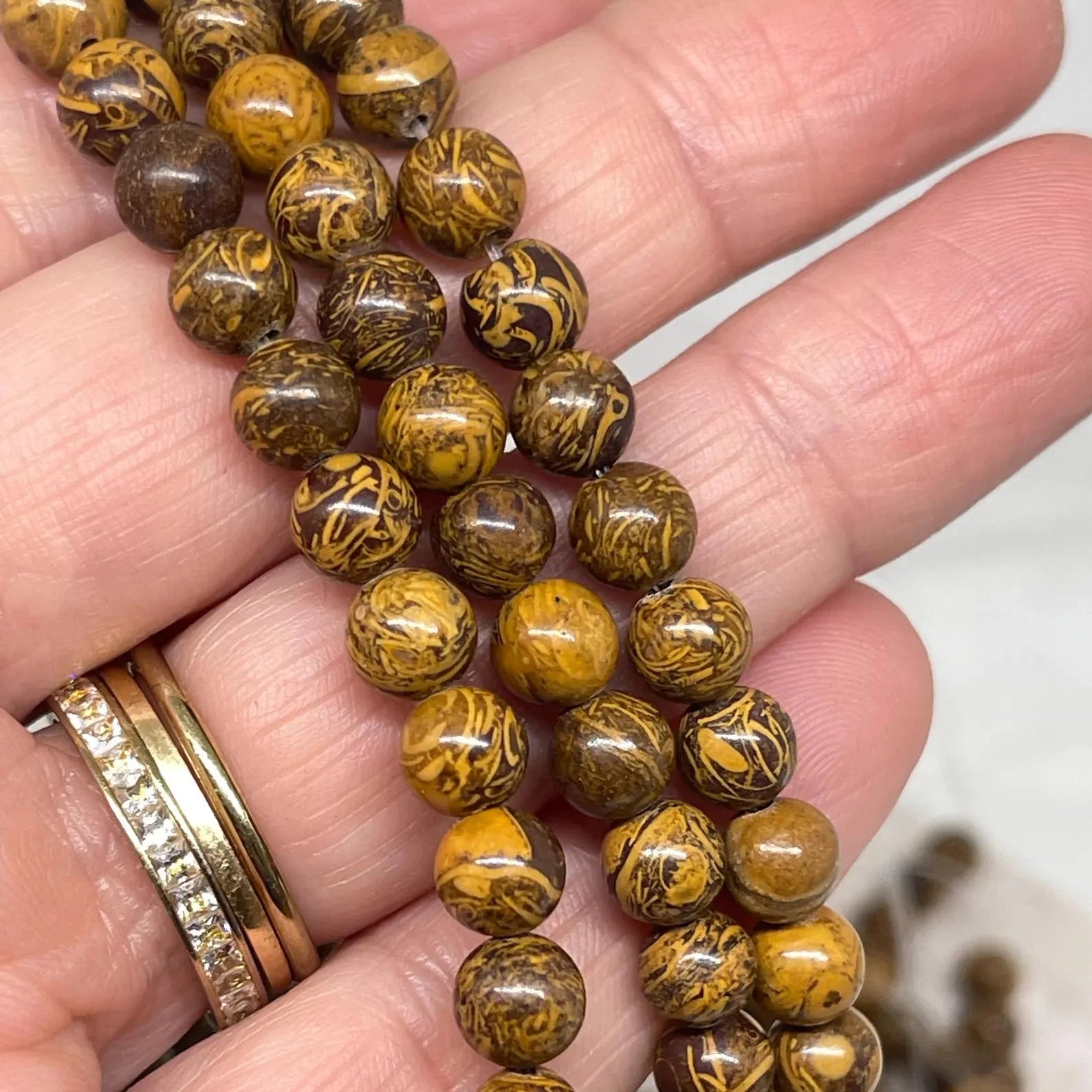 Elefantenhaut Jaspis Perlen Naturstein 60 St. 6mm