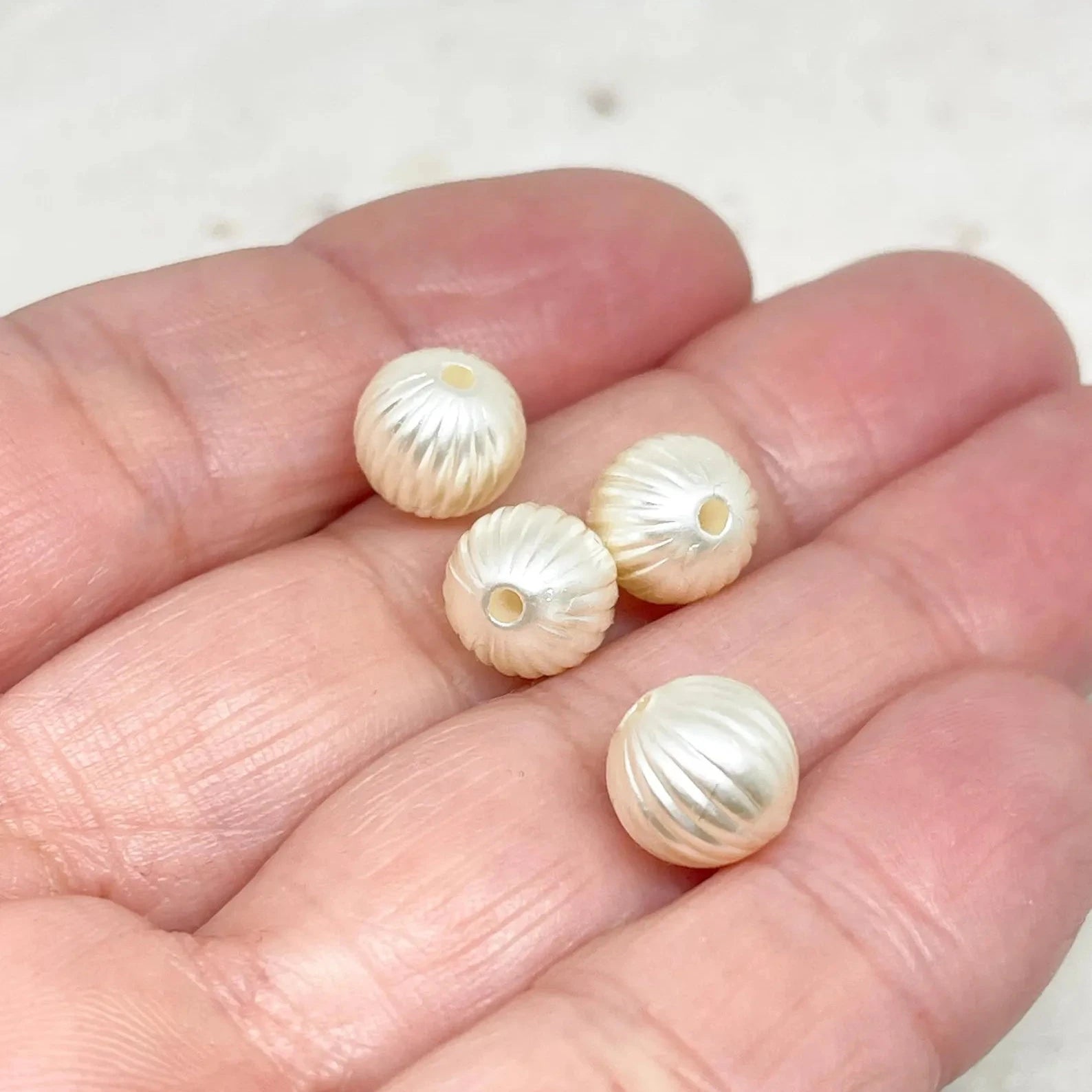Acryl Perlen Rund 10mm Creme Weiß