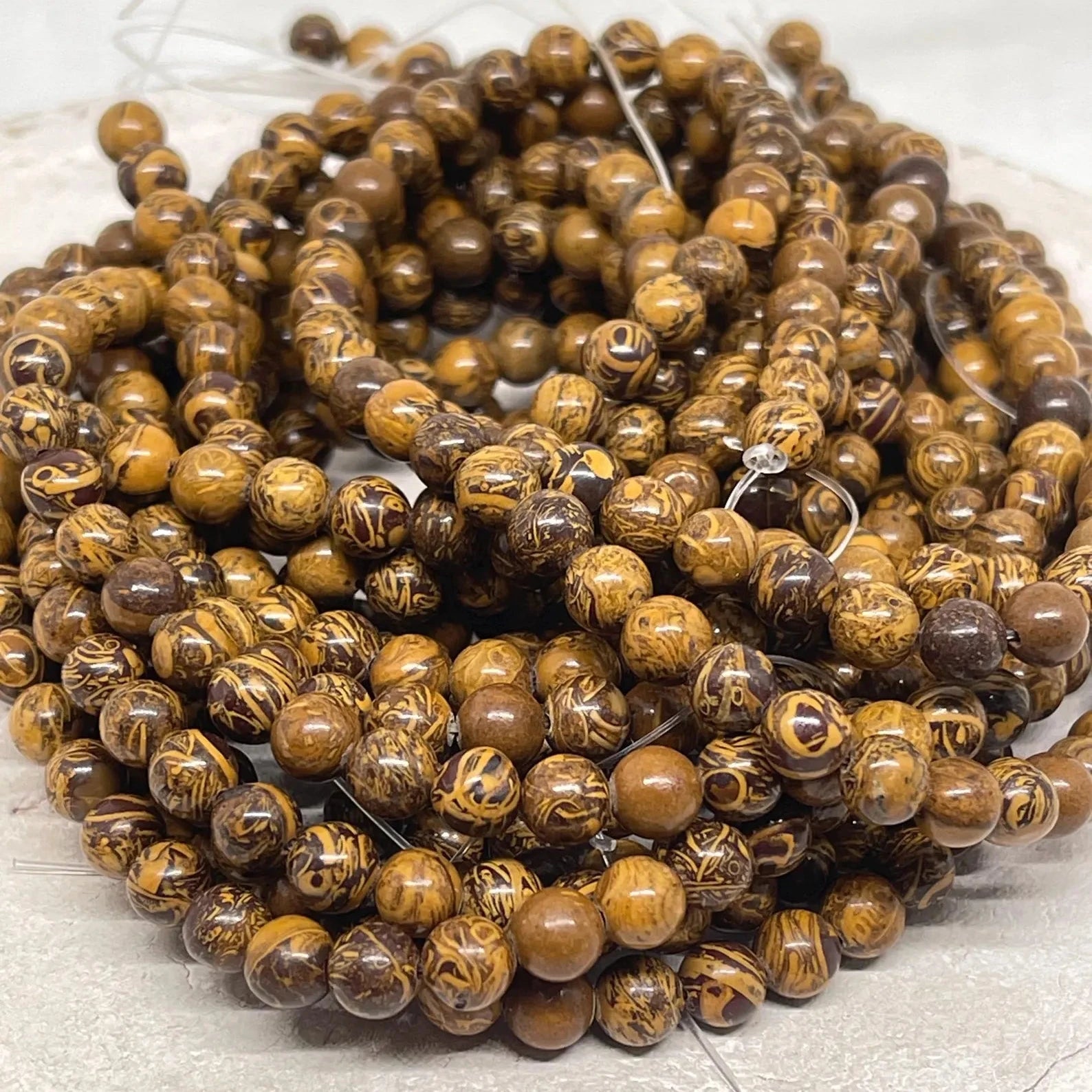 Elefantenhaut Jaspis Perlen Naturstein 60 St. 6mm