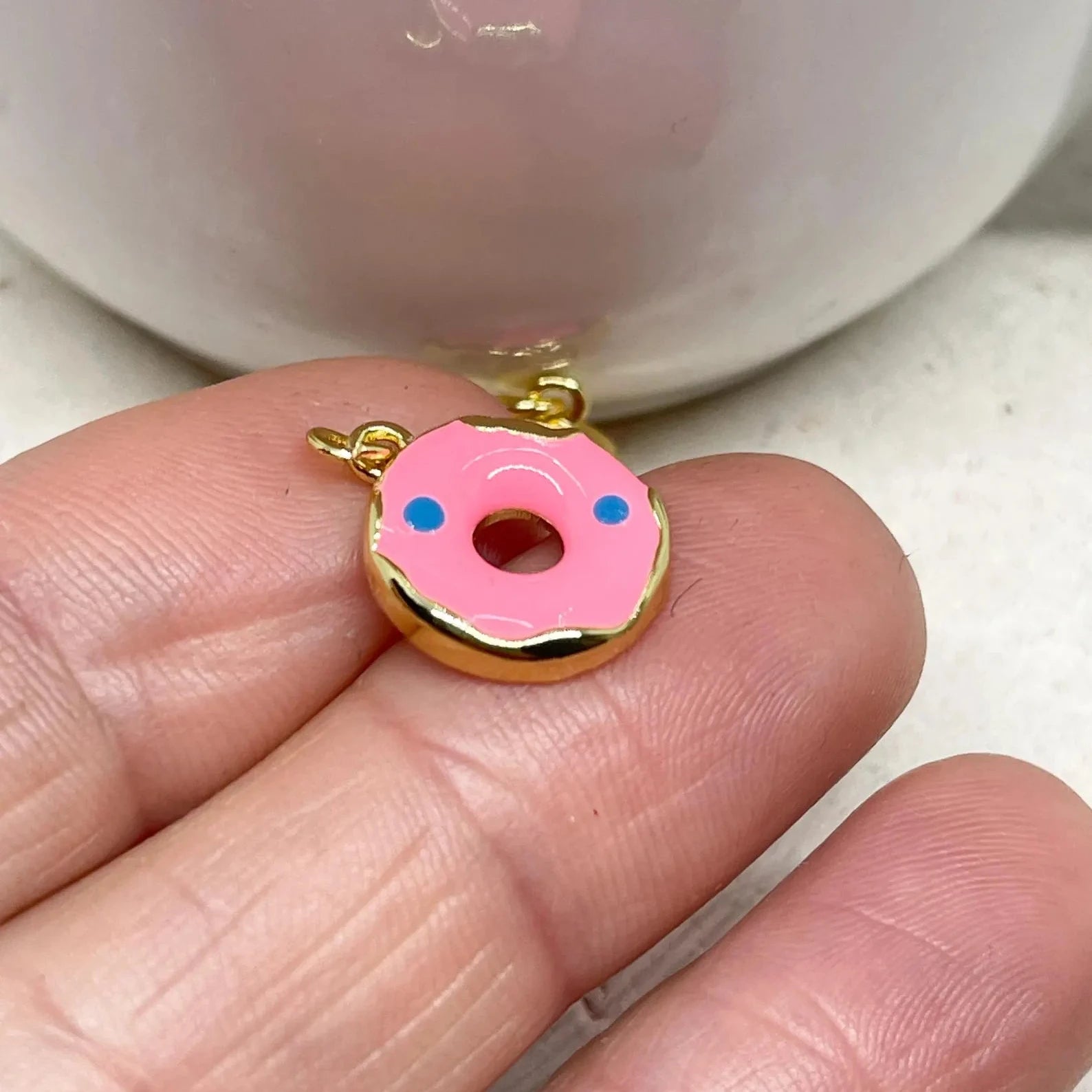 2 St. Anhänger Donut Rosa