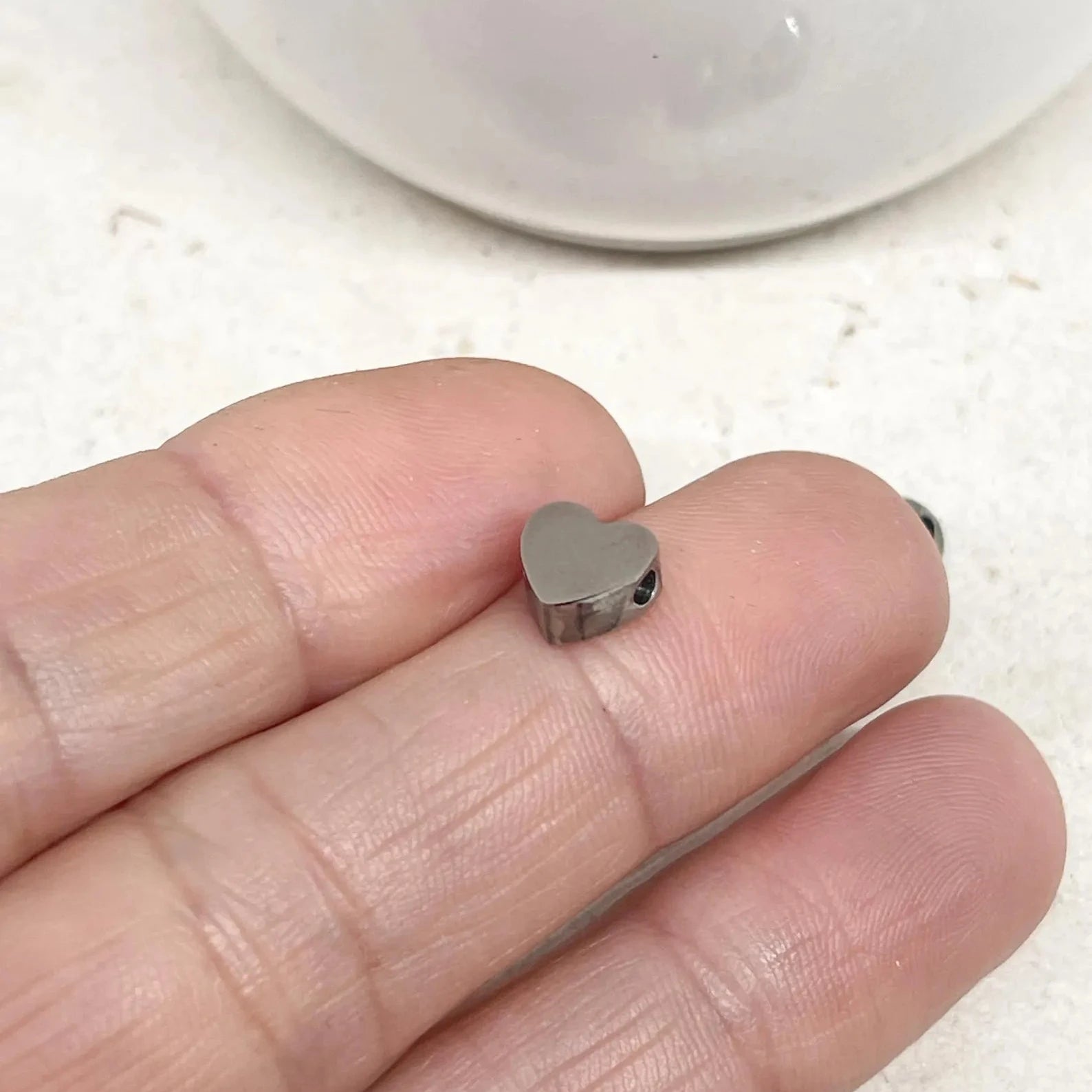 Verbinder Herz Perle Edelstahl 3 St.