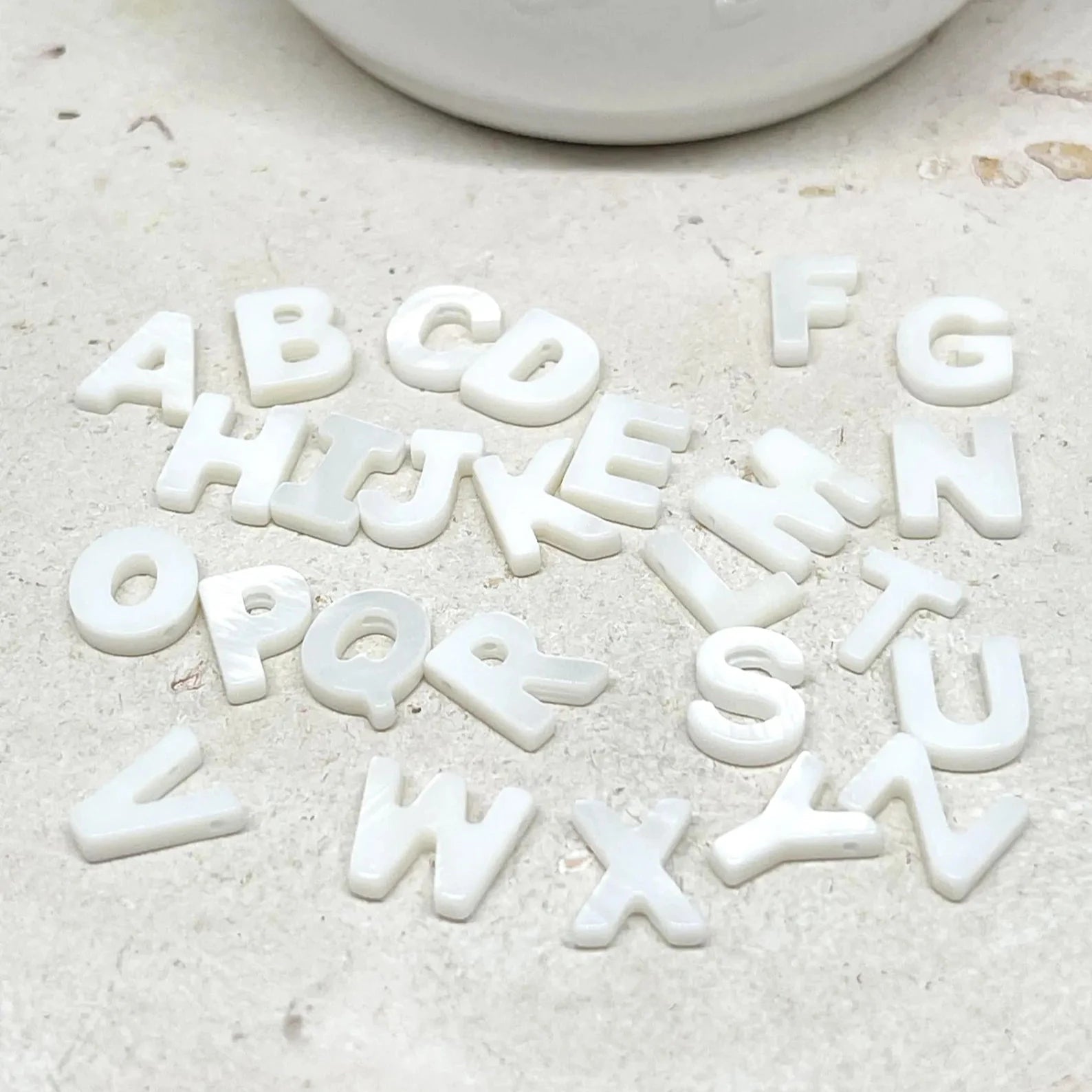 Perlmutt Alphabet Perlen A-Z, Muschel Buchstaben