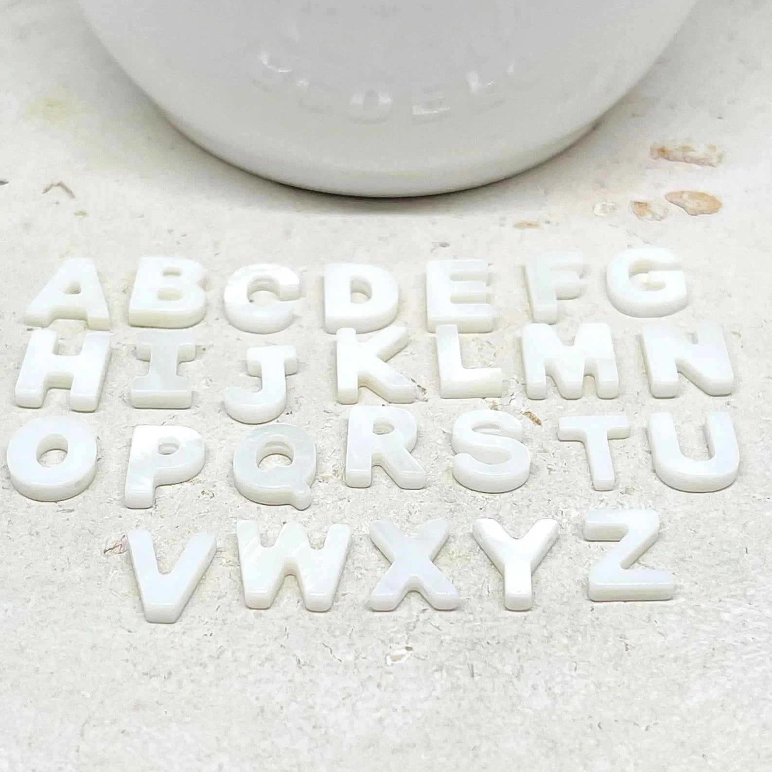 Perlmutt Alphabet Perlen A-Z, Muschel Buchstaben