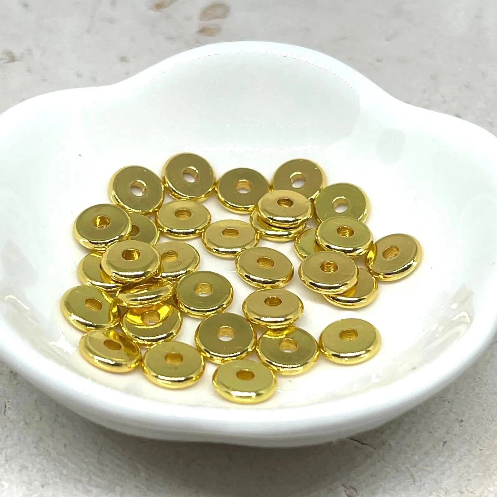 Zwischenperle / Spacer Perle aus Messing Donut 8mm 24K, vergoldet