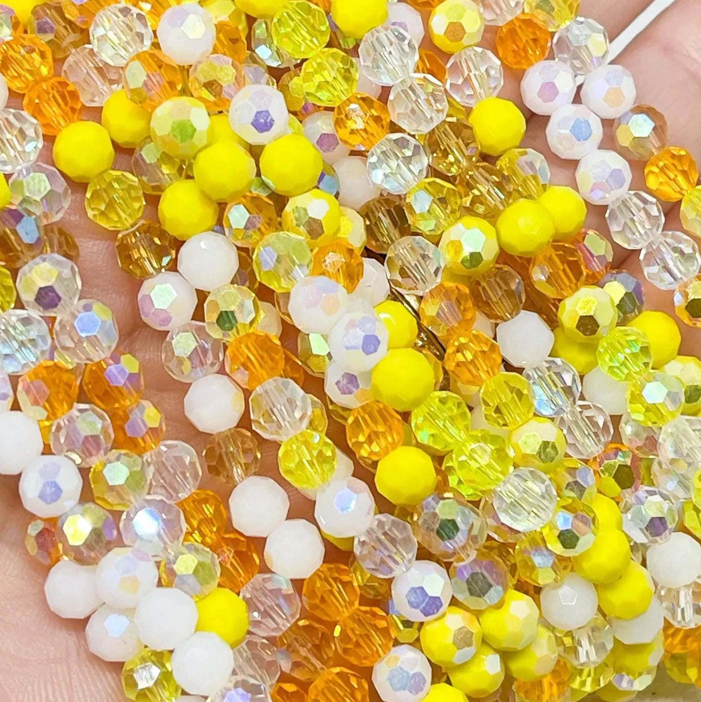 Glasperlen 6mm - Gelb, Weiß, Beige mit Schimmer