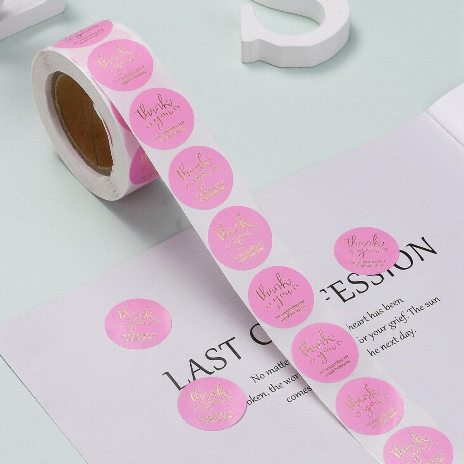 Aufkleber Thank You in Pink Gold