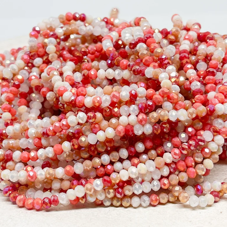 Glasschliffperlen 3mm Orange/Rot/Beige