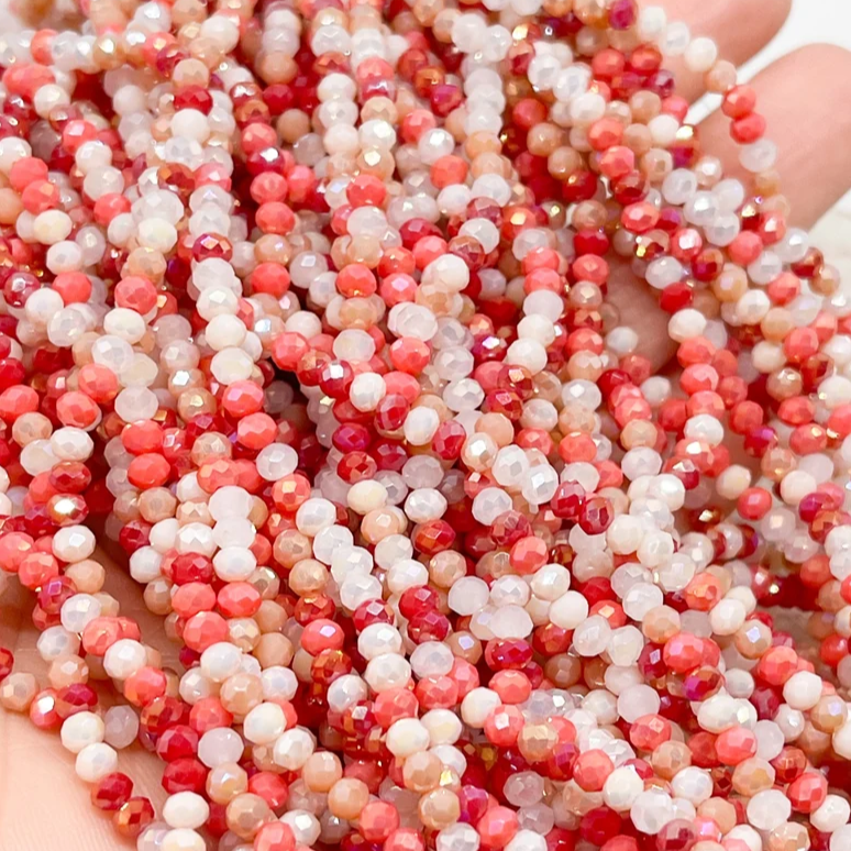 Glasschliffperlen 3mm Orange/Rot/Beige