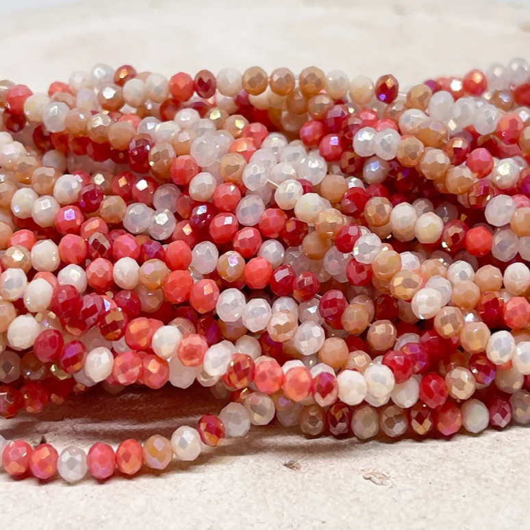 Glasschliffperlen 3mm Orange/Rot/Beige